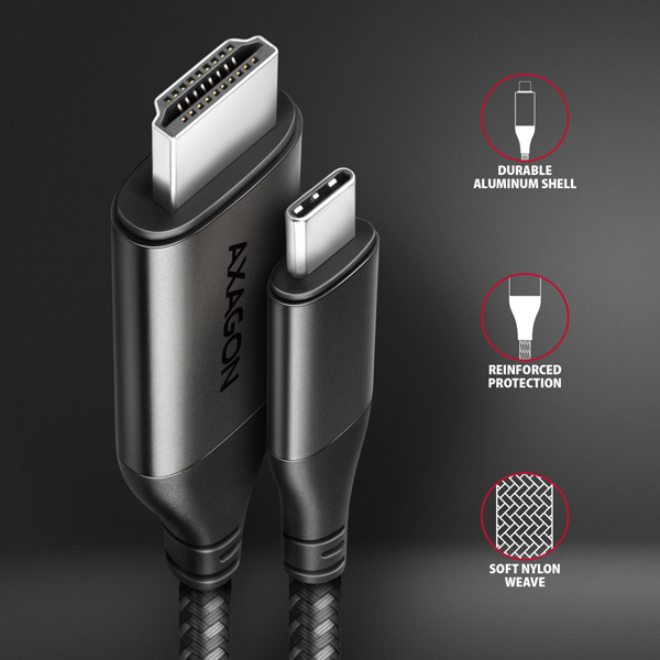 AXAGON RVC-HI2MC, USB-C -> HDMI 2.0a redukcia / kábel 1.8m, 4K/60Hz HDR10