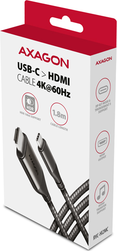 AXAGON RVC-HI2MC, USB-C -> HDMI 2.0a redukcia / kábel 1.8m, 4K/60Hz HDR10