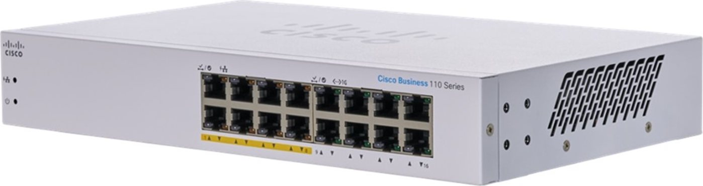 Cisco switch CBS110-16PP (16xGbE, 8xPoE+, 64W, fanless) - REFRESH