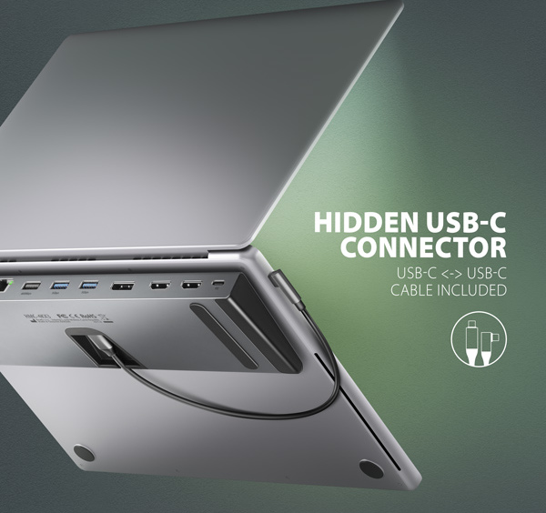AXAGON HMC-4KX3 USB 5Gbps hub, 3x USB-A, 2x HDMI, DP, RJ-45 GLAN, SD/microSD, audio, PD 100W, kábel USB-C 40cm