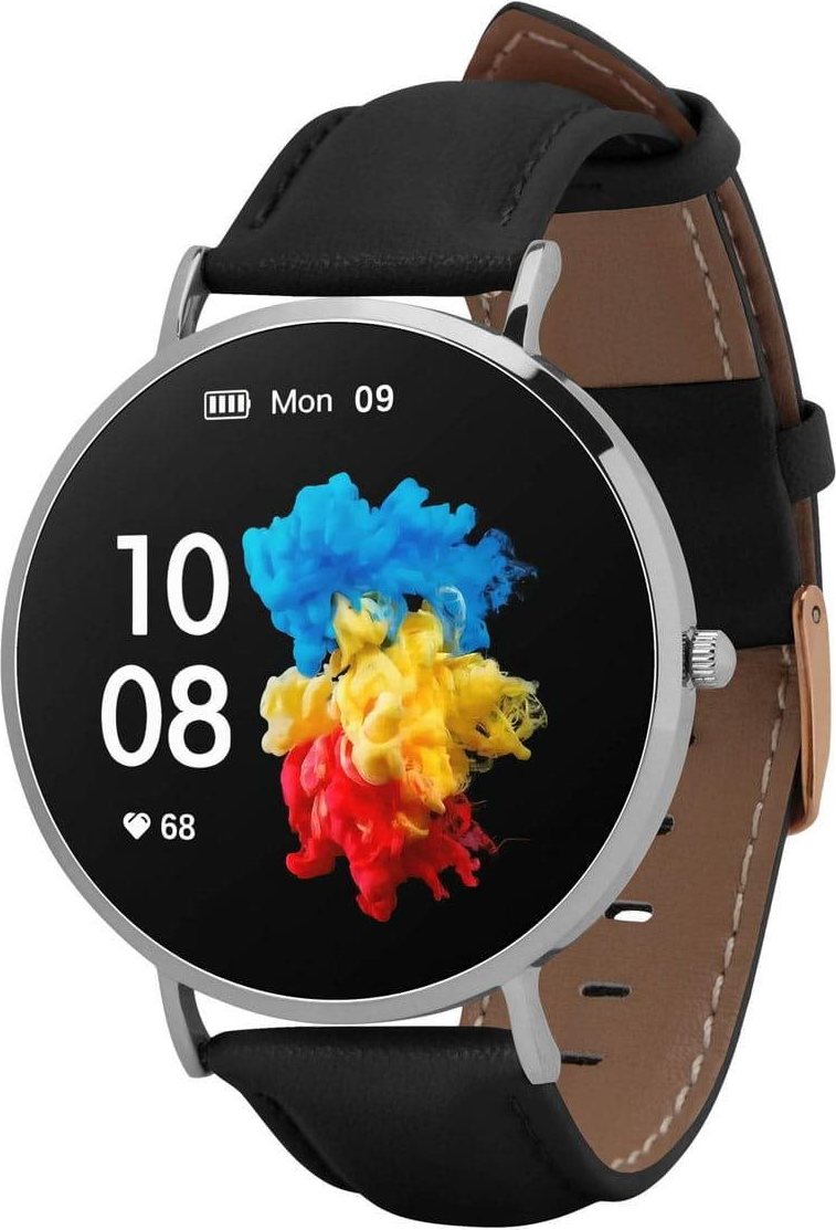 Garett Smartwatch Verona stříbrná, černý řemínek