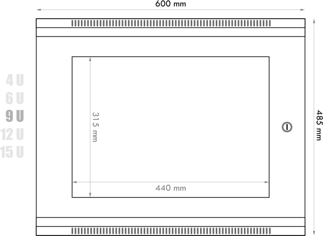 Datacom 19" rozvaděč 9U/450 mm (sklo) černý