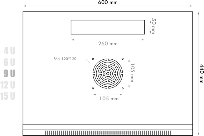 Datacom 19" rozvaděč 9U/450 mm (sklo) černý
