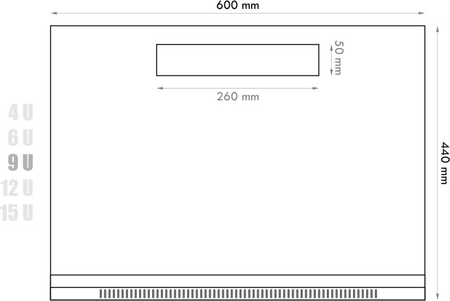 Datacom 19" rozvaděč 9U/450 mm (sklo) černý