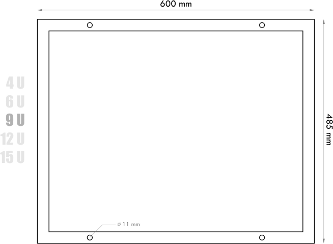 Datacom 19" rozvaděč 9U/450 mm (sklo) černý