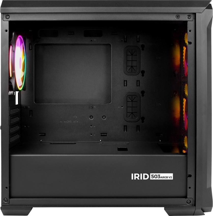 Počítačová skříň Genesis IRID 503 ARGB V2/Micro Tower/Transpar./Černá