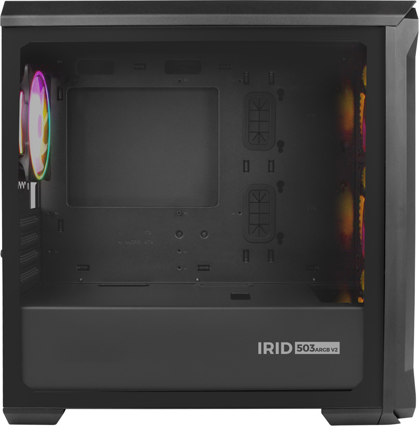 Počítačová skříň Genesis IRID 503 ARGB V2/Micro Tower/Transpar./Černá