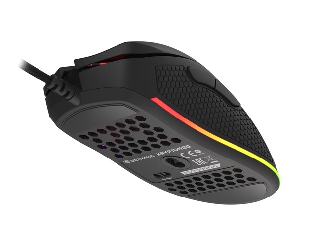 Genesis herní optická myš KRYPTON 555/RGB/8000 DPI/Herní/Optická/8 000 DPI/Drátová USB/Černá