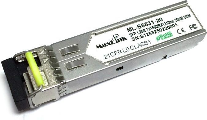 MaxLink 1.25G SFP optický modul, WDM(BiDi), SM, Tx 1550/Rx1310nm, 20km, 1x LC konektor, DDM