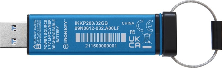 Kingston IronKey Keypad 200/32GB/USB 3.2/USB-A/Modrá