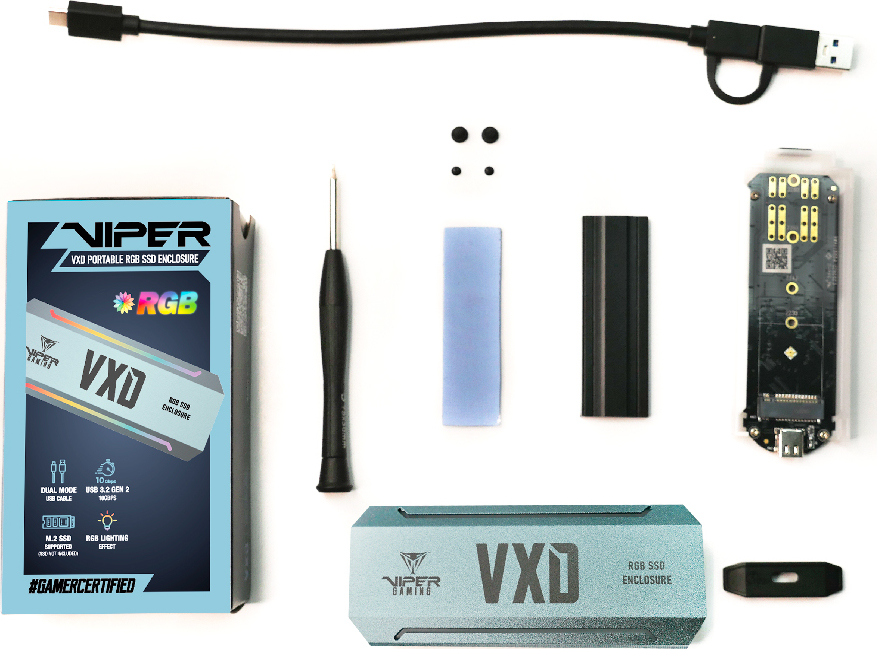 Patriot VXD externí box USB 3.2 M.2 NVMe SSD RGB