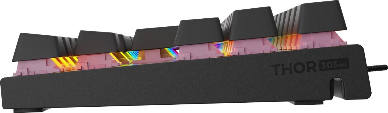Genesis herní mechanická klávesnice THOR 303/TKL/RGB/Outemu Peach Silent/Drátová USB/US layout/Černá