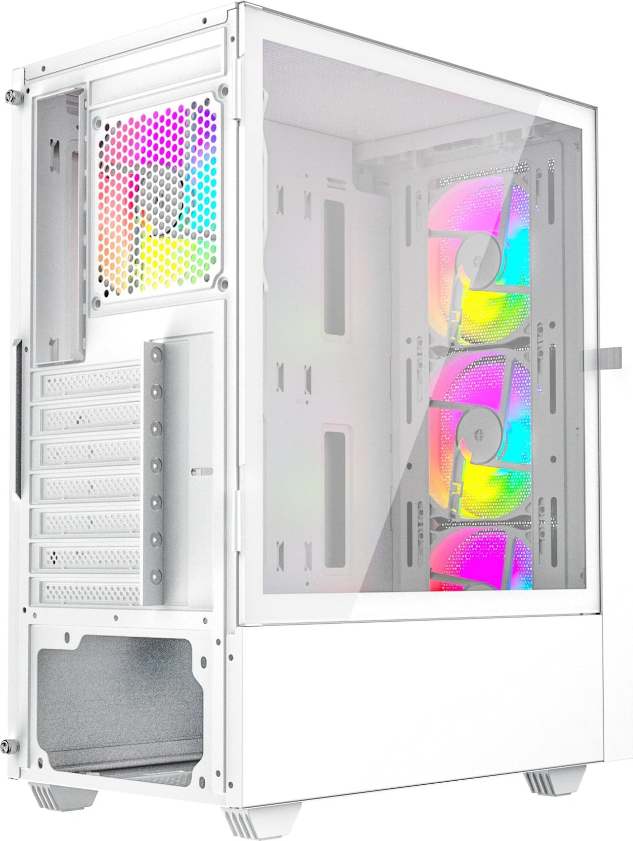 Gembird Fornax 4000 ARGB/Midi Tower/Transpar./Bílá
