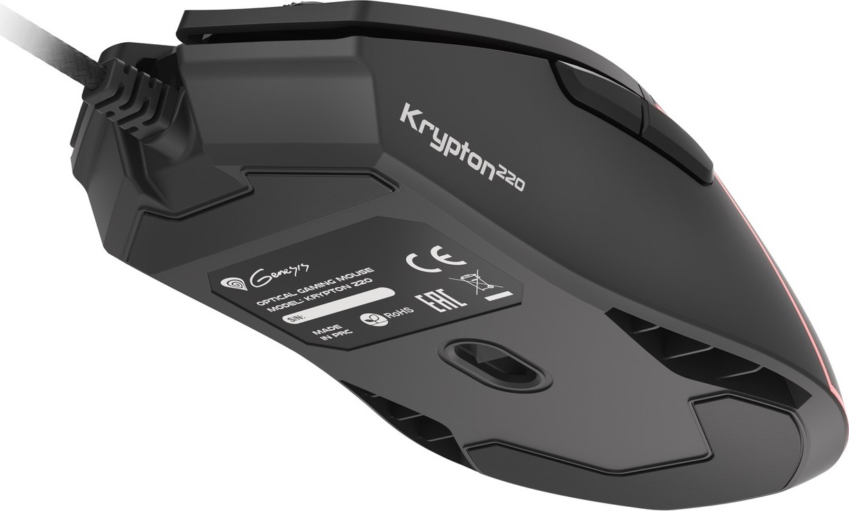 Genesis herní optická myš KRYPTON 220/RGB/6400 DPI/Herní/Optická/6 000 DPI/Drátová USB/Černá