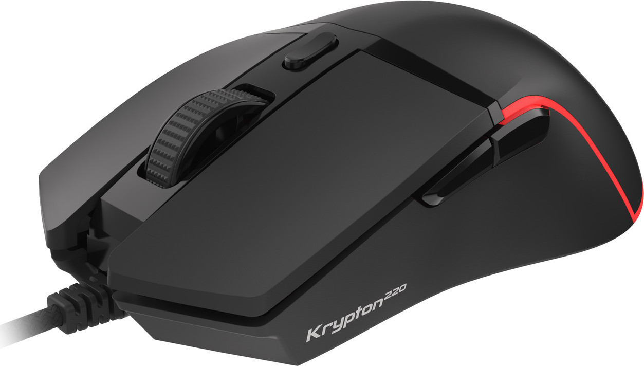 Genesis herní optická myš KRYPTON 220/RGB/6400 DPI/Herní/Optická/6 000 DPI/Drátová USB/Černá