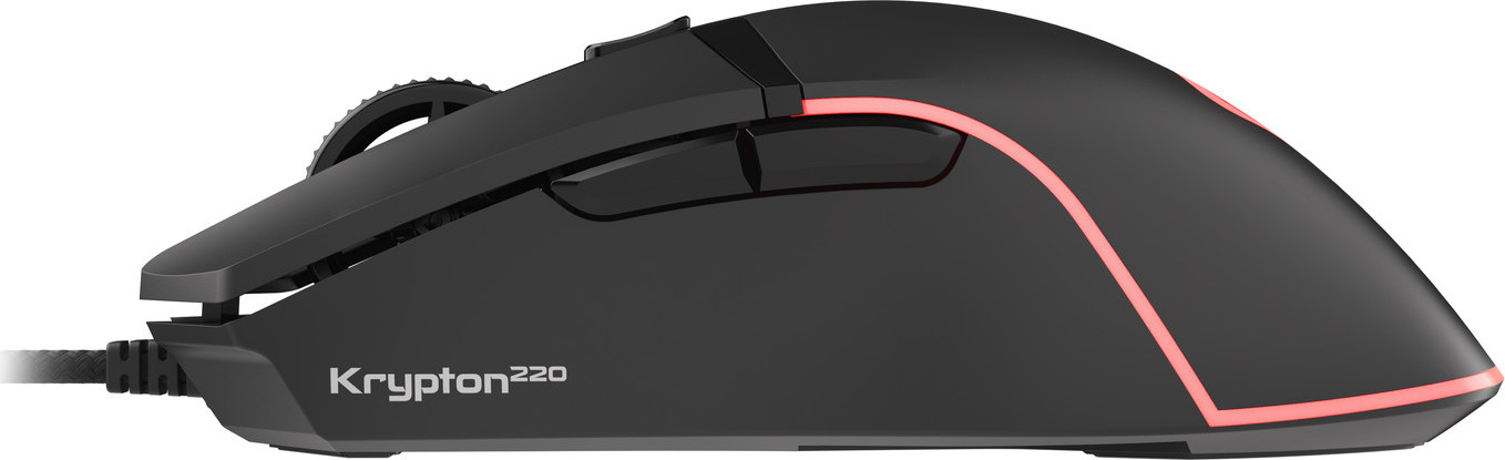 Genesis herní optická myš KRYPTON 220/RGB/6400 DPI/Herní/Optická/6 000 DPI/Drátová USB/Černá
