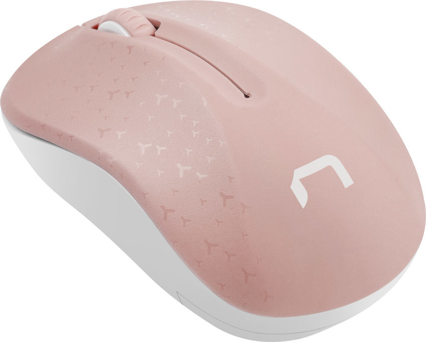 Natec optická myš TOUCAN/1600 DPI/Cestovní/Optická/1 600 DPI/Bezdrátová USB/Bílá-růžová