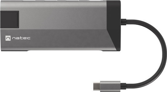 Natec multiport adaptér FOWLER PLUS HUB 8v1, USB 3.0 3X, HDMI 4K, USB-C PD, RJ45, SD, MICRO