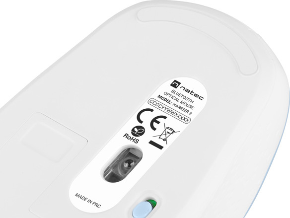 Natec optická myš HARRIER 2/1600 DPI/Kancelářská/Optická/1 600 DPI/Bezdrátová Bluetooth/Světle modrá