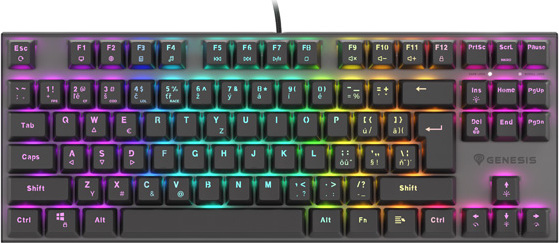 Genesis herní mechanická klávesnice THOR 303/TKL/RGB/Outemu Red/Drátová USB/CZ-SK layout/Černá