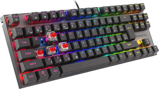 Genesis herní mechanická klávesnice THOR 303/TKL/RGB/Outemu Red/Drátová USB/CZ-SK layout/Černá