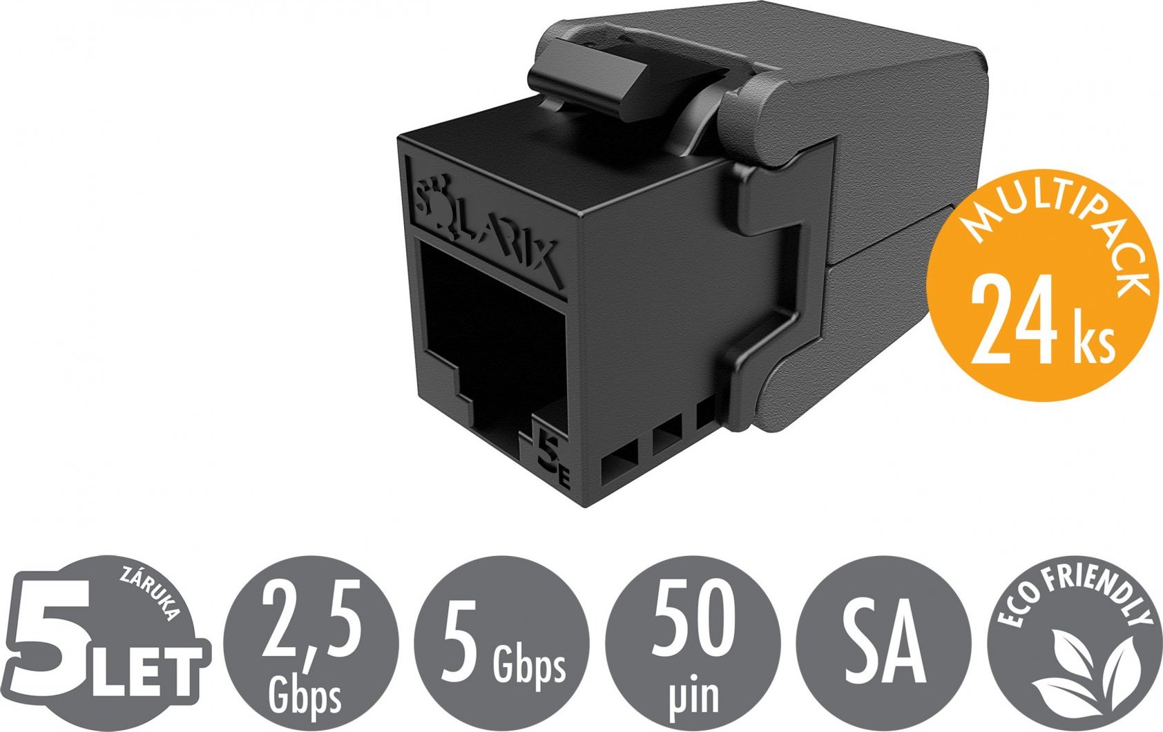 MULTIPACK 24 ks - samořezný keystone Solarix CAT5E UTP SXKJ-5E-UTP-BK-SA