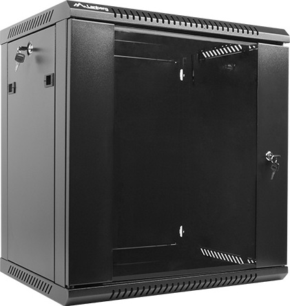 LANBERG Nástěnný rack 19'' 12U 600X450mm černý flat pack