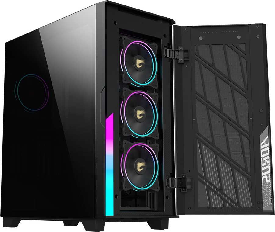 GIGABYTE case AORUS C500 GLASS, bez zdroje, průhledná bočnice, Mid Tower, černá