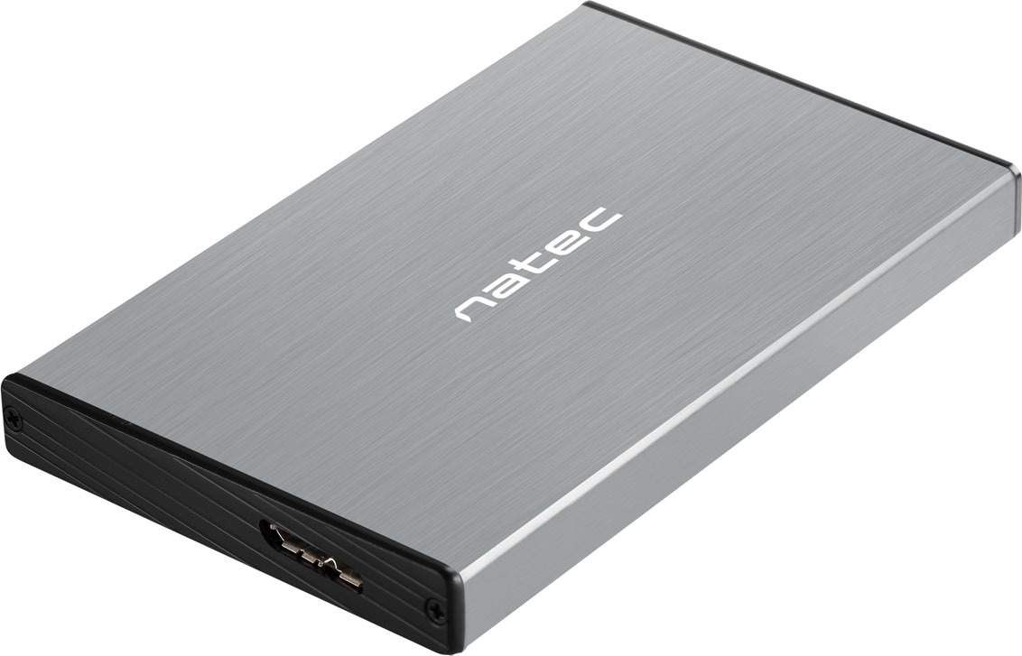 Externí box pro HDD 2,5" USB 3.0 Natec Rhino Go, šedý, hliníkové tělo