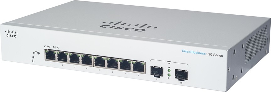 Cisco switch CBS220-8FP-E-2G (8xGbE,2xSFP, 8xPoE+,130W,fanless)