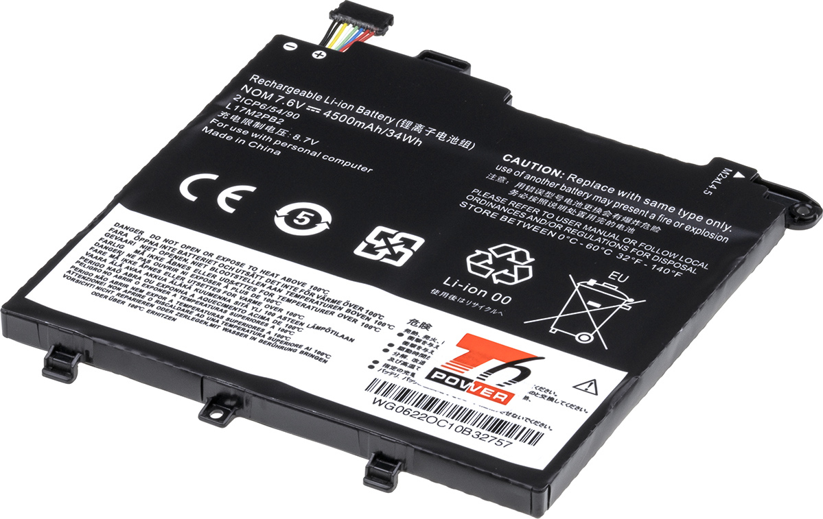 Baterie T6 Power pro Lenovo V330-14IKB, V330-14ARR, V130-14IKB, 4950mAh, 38Wh, 2cell, Li-pol