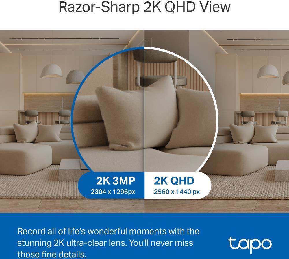 TP-Link Tapo C220 domácí-indoor kamera, (4MP, 2K QHD 1440p, IR 9m, WiFi, micro SD card)
