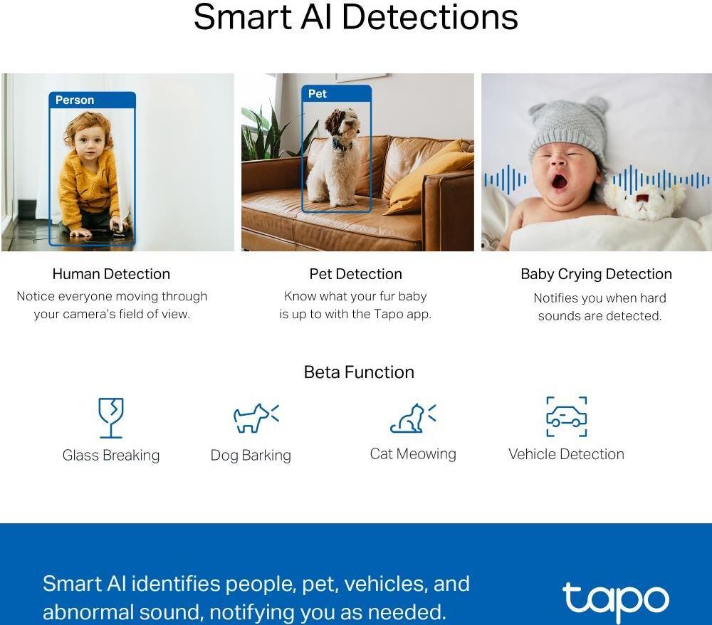 TP-Link Tapo C220 domácí-indoor kamera, (4MP, 2K QHD 1440p, IR 9m, WiFi, micro SD card)