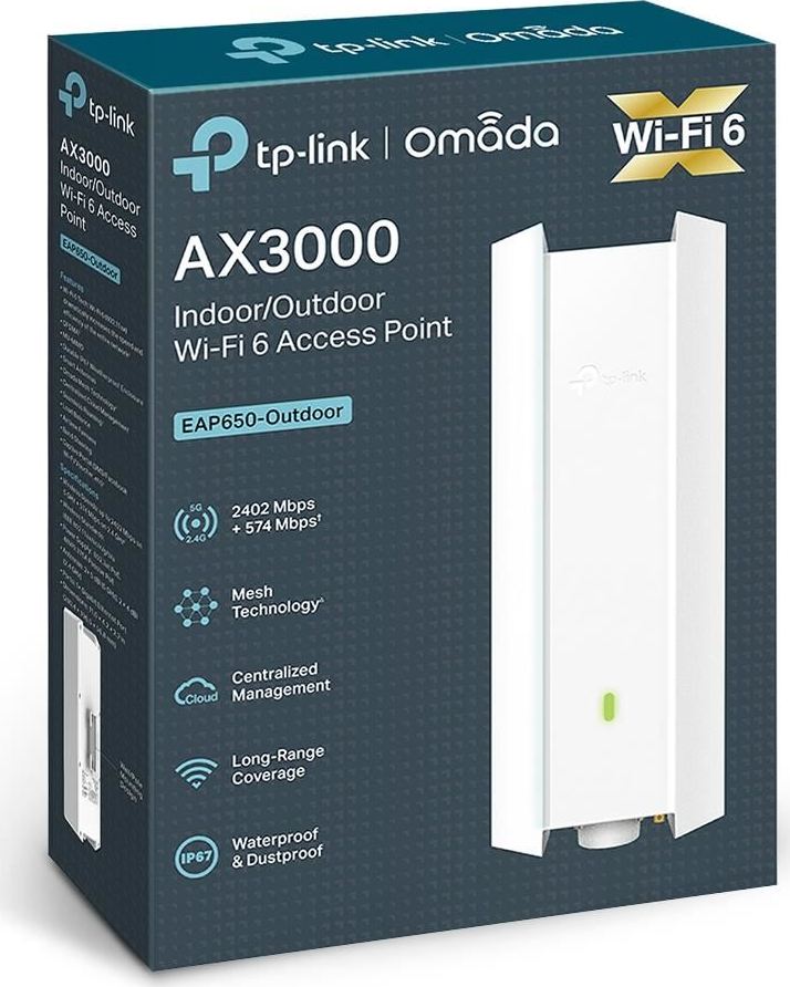 TP-Link EAP650-Outdoor-venkovní OMADA WiFi6 AP (AX3000,2,4GHz/5GHz,1xGbELAN,1xPoE-in)