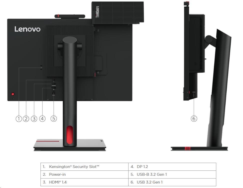 LENOVO LCD TIO 22 Gen5 - 21.5",IPS,matný,16:9,1920x1080,178/178,4/6ms,250cd/m2,1000:1,DP,USB,VESA,Pivot,repro,cam