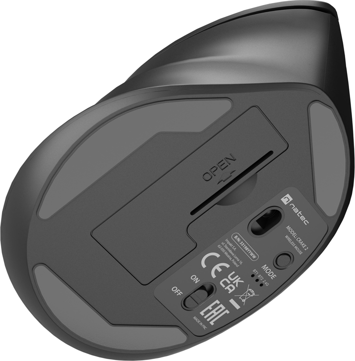 Natec CRAKE 2/Kancelářská/Optická/Pro praváky/2 400 DPI/USB+BT/Černá