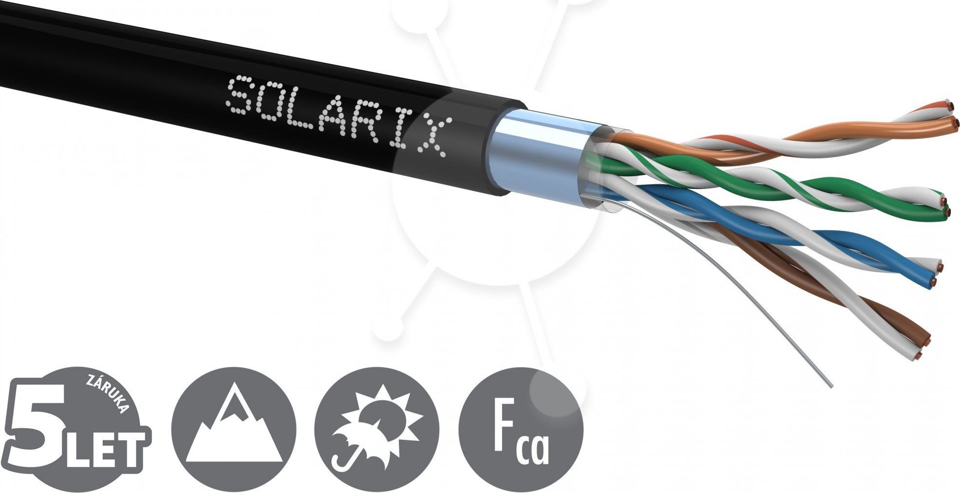 Inštalačný kábel Solarix outdoor FTP, Cat5E, drôt, PE, krabica 305m SXKD-5E-FTP-PE