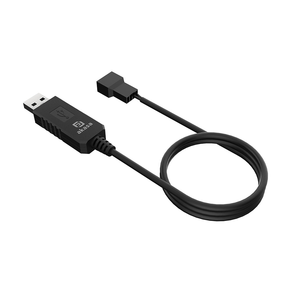 AKASA kabel USB na 3-pin / 4-pin, 5V na 12V adaptér pro ventilátory, 60 cm