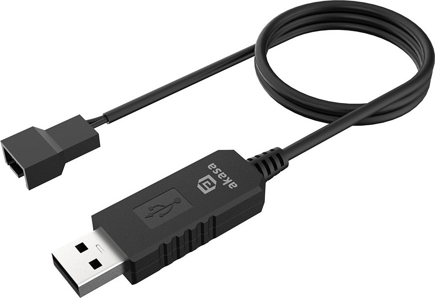 AKASA kabel USB na 3-pin / 4-pin, 5V na 12V adaptér pro ventilátory, 60 cm