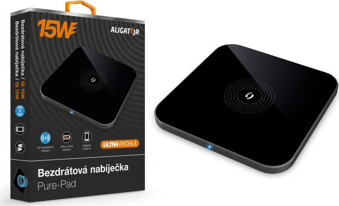 ALIGATOR bezdrátová nabíječka Aligator Pure-Pad 15W, černá