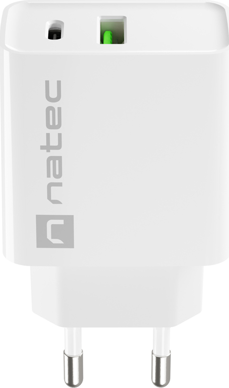 Universální nabíječka Natec RIBERA 20W 1X USB-A + 1X USB-C, bílá