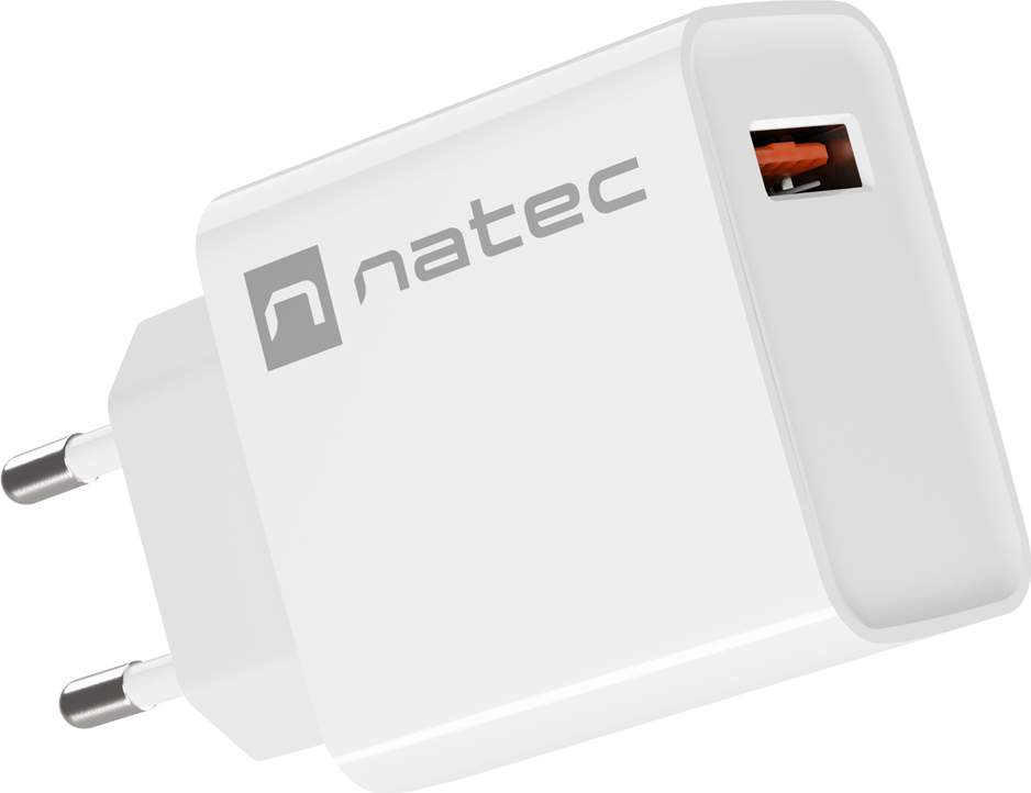 Universální nabíječka Natec RIBERA 18W 1X USB-A, bílá