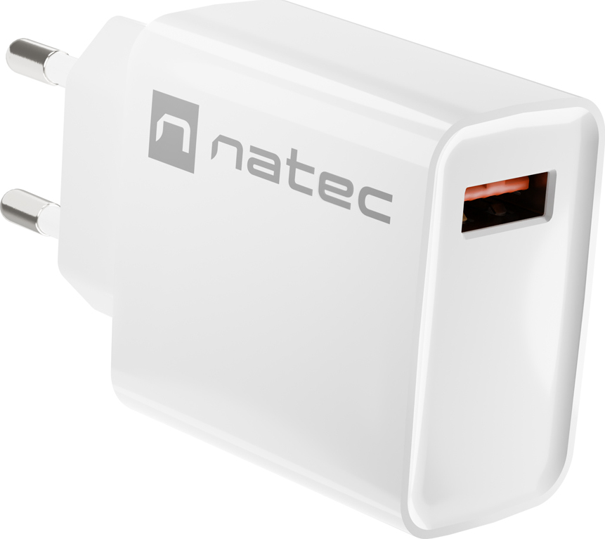 Universální nabíječka Natec RIBERA 18W 1X USB-A, bílá
