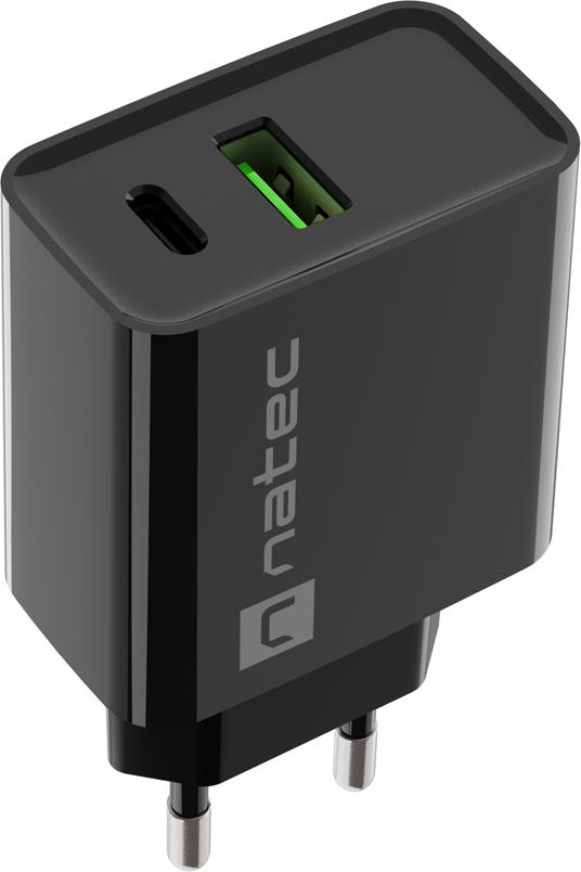 Universální nabíječka Natec RIBERA 20W 1X USB-A + 1X USB-C, černá