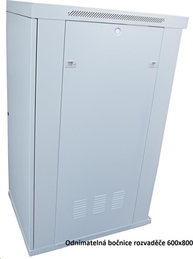 LEXI-Net 19" stojanový rozvaděč 37U 600x800 rozebiratelný, ventilační jednotka, termostat, kolečka, 600kg, sklo, šedý