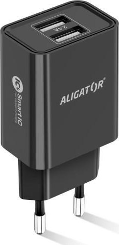 Aligator síťová nabíječka, 2x USB, smart IC, 2,4 A, kabel Lightning 2A, černá