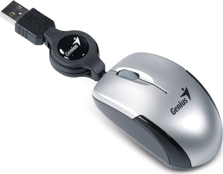 Myš GENIUS MicroTraveler V2/ drôtová/ 1200 dpi/ USB/ strieborná