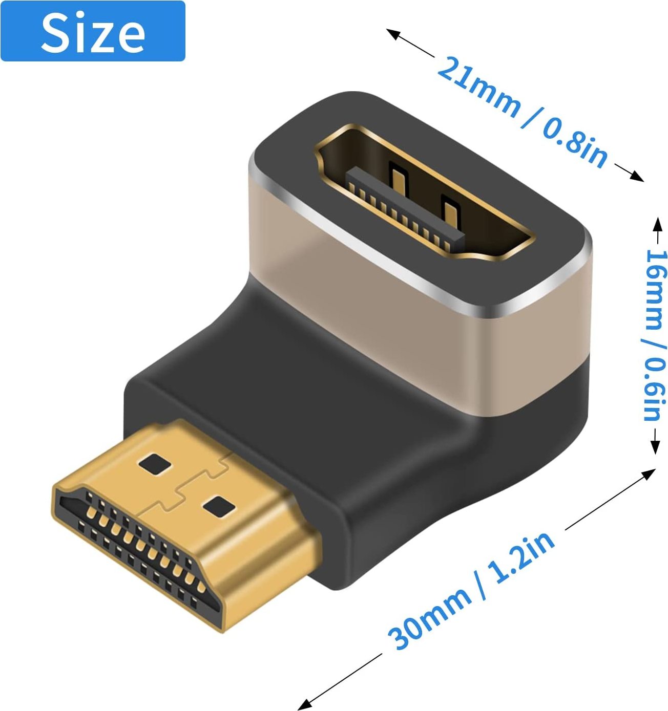 PREMIUMCORD Adaptér spojka 8K HDMI A - HDMI A, F/M, zahnutá do pravého úhlu 90°