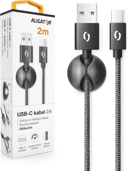 ALIGATOR datový kabel PREMIUM 2A, USB-C, délka 2 m, černá