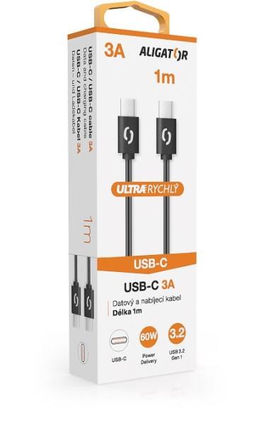 ALIGATOR datový kabel POWER 60W, USB-C/USB-C 3A, délka 1 m, černá